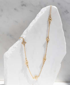Chains: Ayllu Necklace - 22k Gold Vermeil, White Zircon