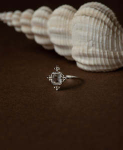 Sterling Silver Rings: Reya Ring - 925 Sterling Silver, White Topaz