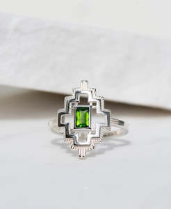 Sterling Silver Rings: Munay Ring - 925 Sterling Silver, Chrome Diopside