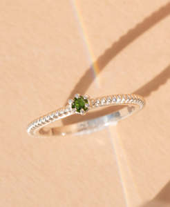 Anchored Stacker Ring - 925 Sterling Silver, Chrome Diopside