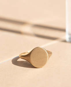 Signet Rings: Classic Brushed Signet - 9k Yellow Gold