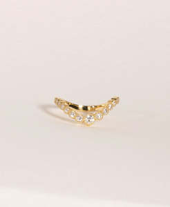 Gemstone Rings: Eternal Tide Band - 18k Yellow Gold, Beaded Bezel Set Diamond