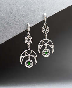 Balance Earrings - 925 Sterling Silver, Chrome Diopside