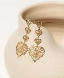 Mi Amor Earrings - 22k Gold Vermeil, White Zircon