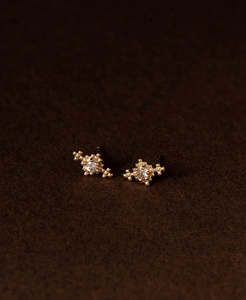 4th Anniversary: Indie Studs - 22k Gold Vermeil, Peach Zircon