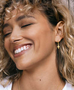 Indie Hoops - 22k Gold Vermeil, Peach Zircon