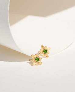5th Anniversary: Inka Studs - 22k Gold Vermeil, Chrome Diopside