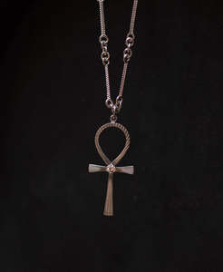10th Anniversary: Ankh Necklace - 925 Sterling Silver, Peach Zircon