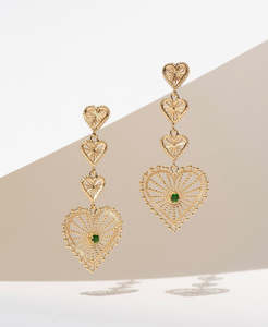 40th Anniversary: Mi Amor Earrings - 22k Gold Vermeil, Chrome Diopside