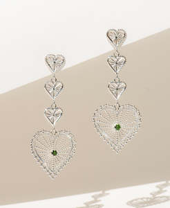 40th Anniversary: Mi Amor Earrings - 925 Sterling Silver, Chrome Diopside