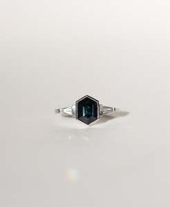 Mira Engagement Ring - Platinum, Hexagonal Cut Green Sapphire 1.60 carat