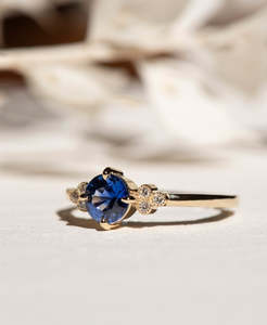 Sapphire Rings: Mon Cheri Engagement Ring - 18k Yellow Gold, Blue Sapphire 0.50 carat