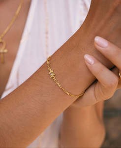 Gold Bracelets: Inti Bracelet - 22k Gold Vermeil, Peach Zircon