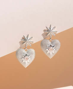 Brave Heart Earrings - 925 Sterling Silver, Rose Quartz