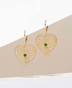 Amor Earrings - 22k Gold Vermeil, Chrome Diopside