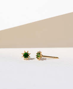 Siempre Aroha: Stella Earrings - 22k Gold Vermeil, Chrome Diopside