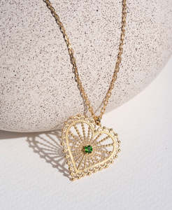 Amor Necklace - 22k Gold Vermeil, Chrome Diopside