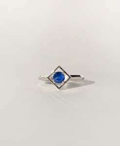 Platinum: Freya Engagement Ring - Platinum, Round Mixed Cut Blue Sapphire 0.50 carat