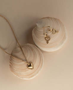 Mini Gypsy Heart Hoops & Mini Heart Ray Necklace Gift Set - 22k Gold Vermeil