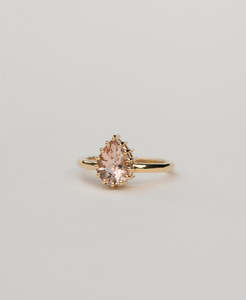 Rings: Eros Engagement Ring - 18k Yellow Gold, Pear Cut Morganite 1.34 carat