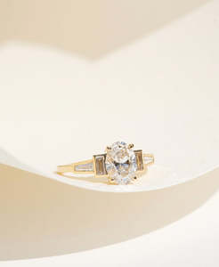 Isadora Engagement Ring - 18k Yellow Gold, Oval Cut Lab Grown Diamond 1.52 carat
