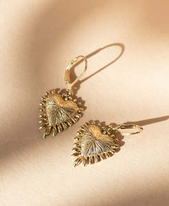 5th Anniversary: Heart Rays Earrings - 22k Gold Vermeil