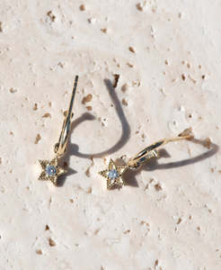 Maia Hoops - 9k Yellow Gold, Diamond