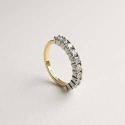 Ready To Wear: Double Claw Diamond Wedding Band in 18ct Yellow Gold and Platinum