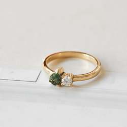 Sapphire and Diamond Toi et Moi Ring