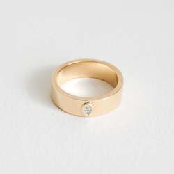 Rings: Gold Cigar Ring with Oval Diamond