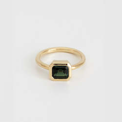 Green Sapphire Bezel Set Solitaire Ring