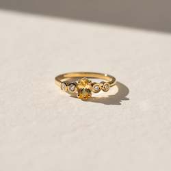 Rings: Yellow Sapphire with Diamonds in 18ct Yellow Gold