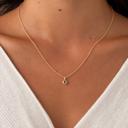 Necklaces: Round Bezel Set Sapphire Necklace