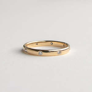 Eight Stone Diamond Milgrain Ring