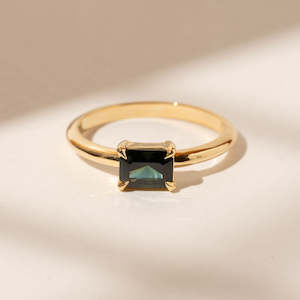 East-West 0.96ct Emerald Cut Teal Sapphire