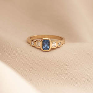 Ready To Wear: Posy 0.67ct Emerald-cut Blue Sapphire