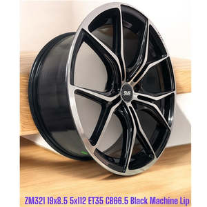 19 Inch Wheels: 19x8.5 Alloy Wheels 5x112 ET35 Black Machined Lip – Set of 4