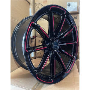 20x9 ET0 Ranger Hilux Colorado BT50 Wheels Black Red Milled 6x139.7 Set of 4
