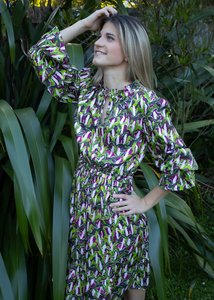 Products: Dresses Midi Silk Dress - Lupins - Zoozies