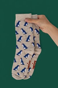 Products: Penguin - Beige Merino Socks - Zoozies