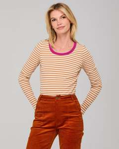 Tops: Boom Shankar Bellissimo L/S Top - Caramel/Cream Stripe
