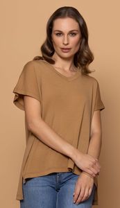 Tops: BAY ROAD MERINO SONNET TEE | Caramel