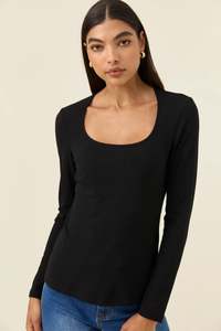 Tops: Naria Scoop Neck Top | Onyx