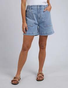 Shorts: Elm Atlas Denim Short Mid Blue Wash