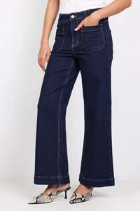 Whats New: Zoey Indigo Petite High Rise Wide Leg Pocket Jean | Indigo
