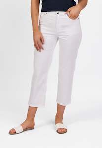 Sale: Vassalli  White Lightweight Slim Leg 7/8 Length Pant With Fly