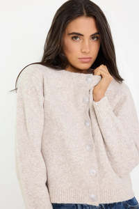 Jumpers Cardis: Stories be Told Crest Oat Marle Crewneck Cardigan