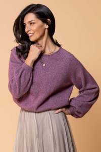 Jumpers Cardis: Noble Wild Bellow Sleeve Top | Mauve
