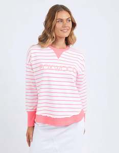 Foxwood: Foxwood Simplified crew Sweatshirt - Stripe Neon Pink