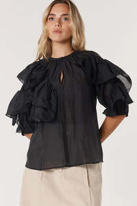 Summer Sale: Fate + Becker Celeste Ruffled Blouse - Black